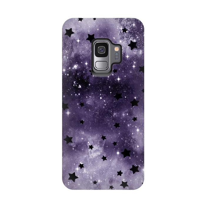 Galaxy S9 StrongFit Dark purple starry galaxy - celestial pattern by Oana 