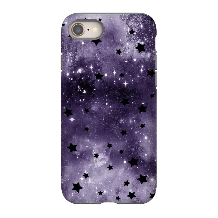 iPhone 8 StrongFit Dark purple starry galaxy - celestial pattern by Oana 