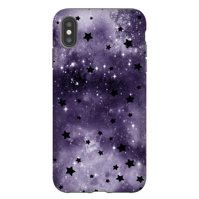 iPhone Xs Max StrongFit Dark purple starry galaxy - celestial pattern by Oana 