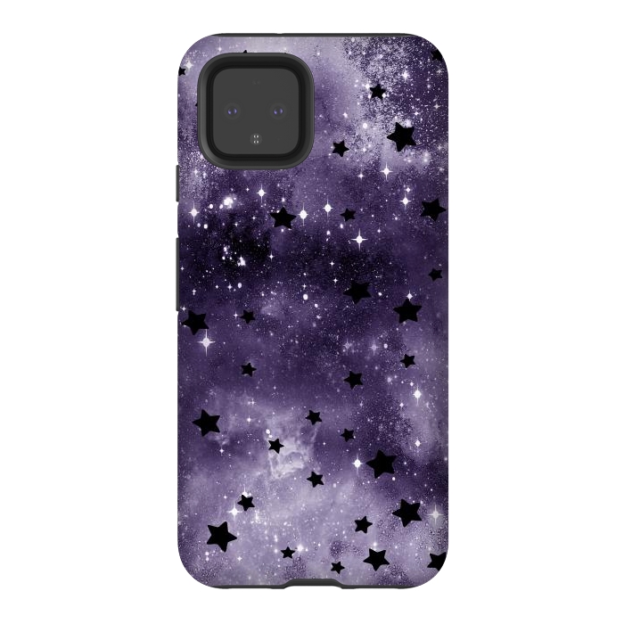 Pixel 4 StrongFit Dark purple starry galaxy - celestial pattern by Oana 