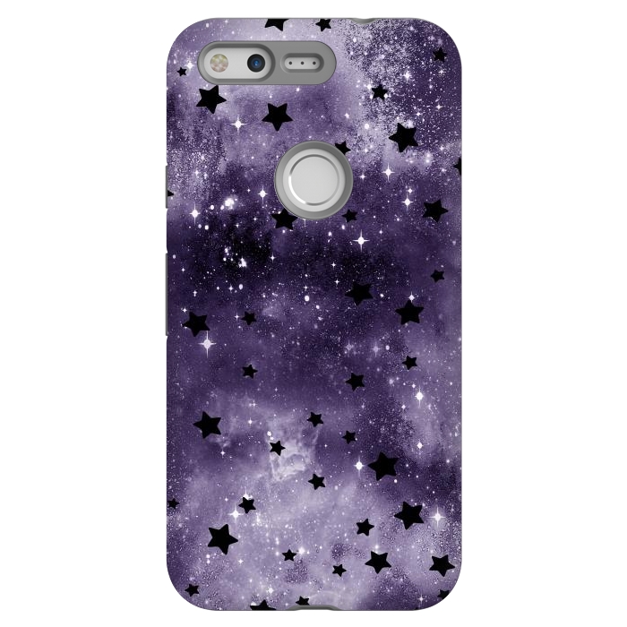 Pixel StrongFit Dark purple starry galaxy - celestial pattern by Oana 