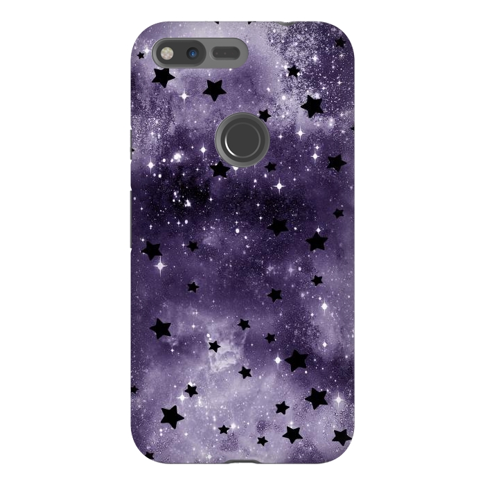 Pixel XL StrongFit Dark purple starry galaxy - celestial pattern by Oana 
