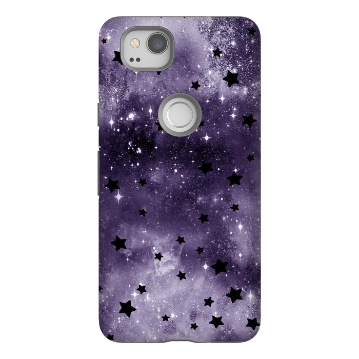 Pixel 2 StrongFit Dark purple starry galaxy - celestial pattern by Oana 