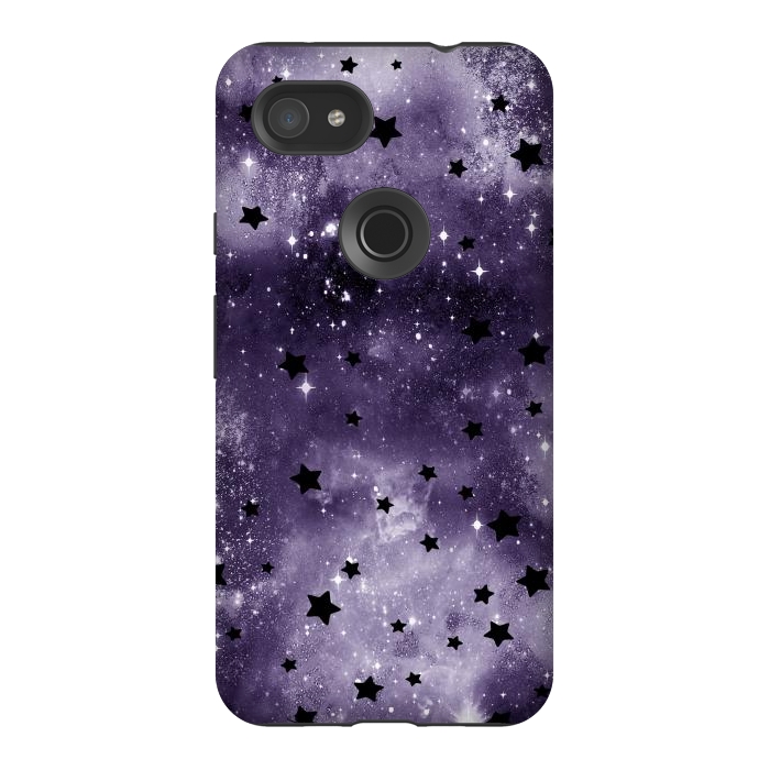 Pixel 3AXL StrongFit Dark purple starry galaxy - celestial pattern by Oana 