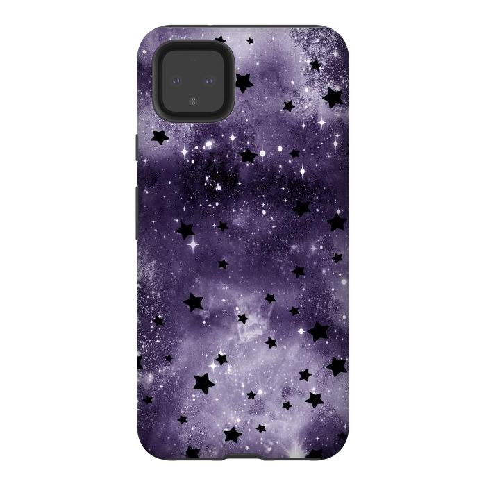Pixel 4XL StrongFit Dark purple starry galaxy - celestial pattern by Oana 