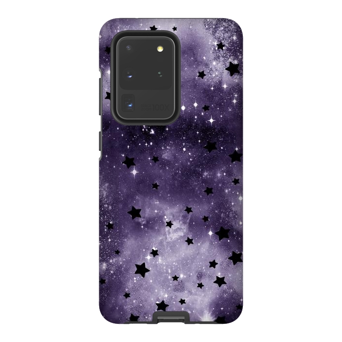 Galaxy S20 Ultra StrongFit Dark purple starry galaxy - celestial pattern by Oana 