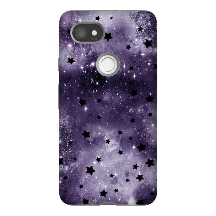Pixel 2XL StrongFit Dark purple starry galaxy - celestial pattern by Oana 