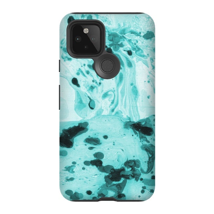 Pixel 5 StrongFit Turquoise Marble by Laura Grant