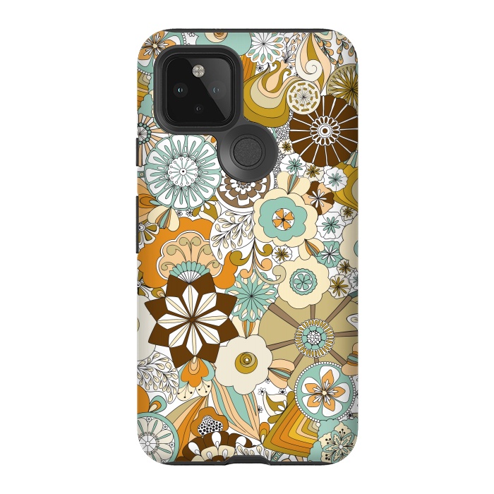 Pixel 5 StrongFit Flowers, Flowers Everywhere Retro Colors by Paula Ohreen