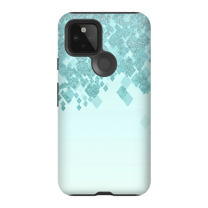 Pixel 5 StrongFit Turquoise Faux Glitter Diamonds by Andrea Haase
