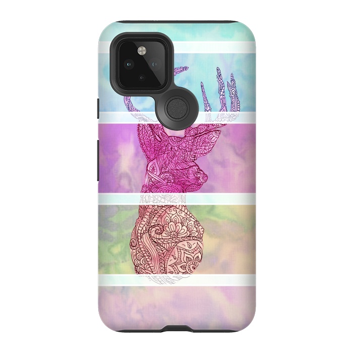 Pixel 5 StrongFit Deer Vintage Stripes Paisley Photo by Girly Trend
