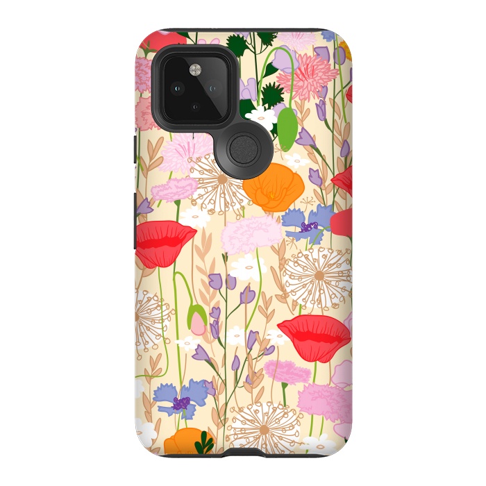 Pixel 5 StrongFit Wildflowers Cream Square by Zoe Charlotte