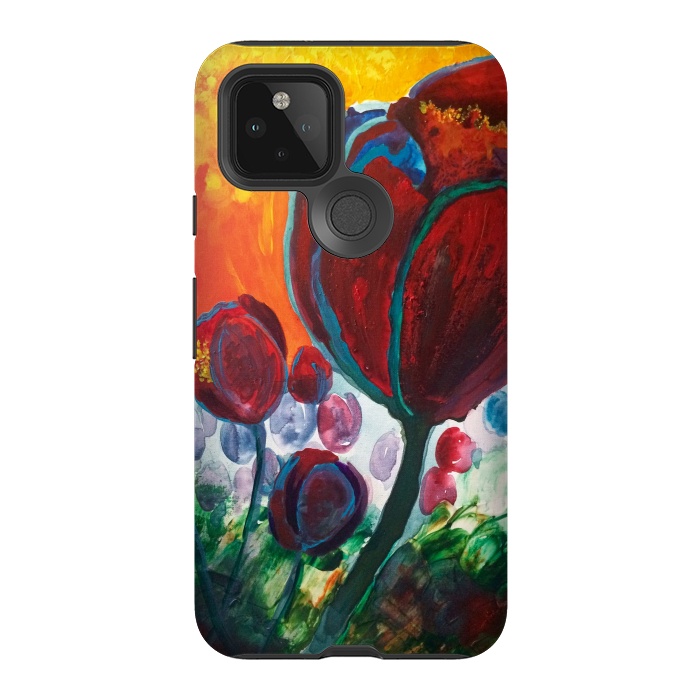 Pixel 5 StrongFit Blue High Tulips on Fire by ANoelleJay