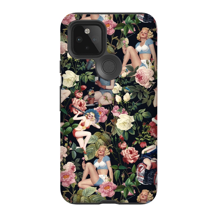 Pixel 5 StrongFit Floral and Pin Up Girls Pattern by Burcu Korkmazyurek