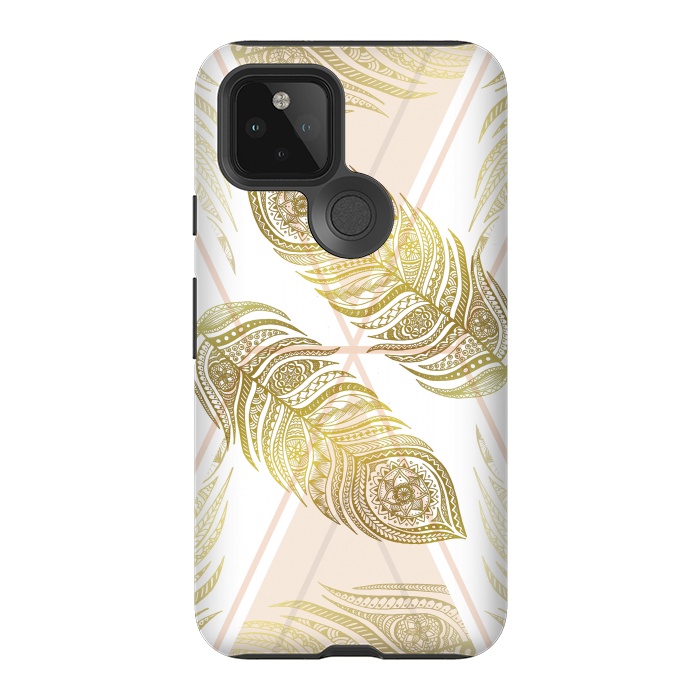 Pixel 5 StrongFit Gold Feathers by Barlena
