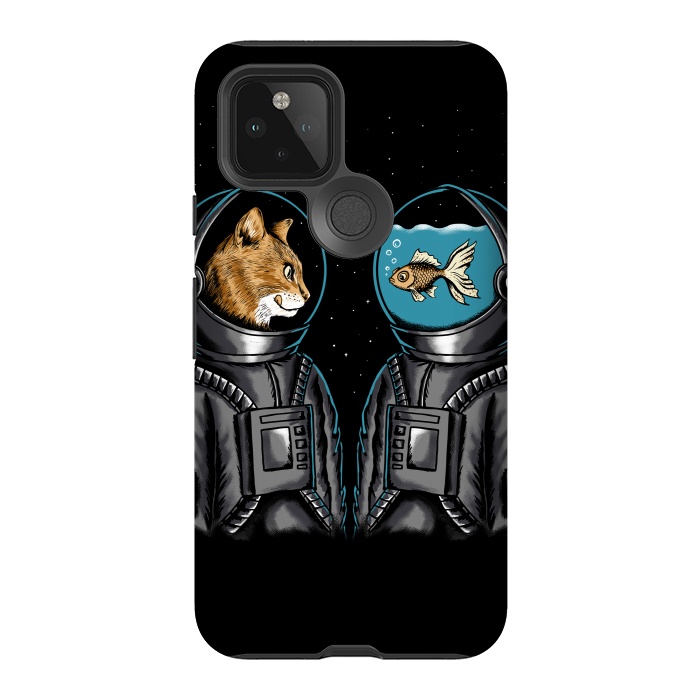 Pixel 5 StrongFit Astronaut cat and fish by Coffee Man