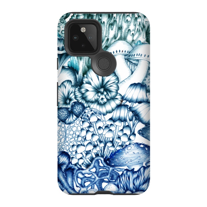 Pixel 5 StrongFit A Medley of Mushrooms in Blue by ECMazur 