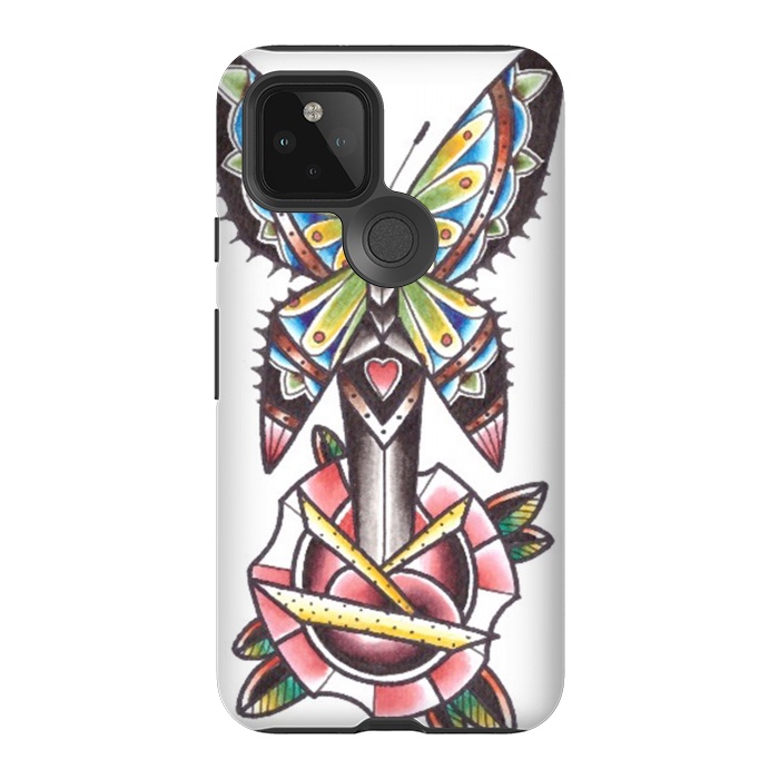 Pixel 5 StrongFit Butterfly dagger rose by Evaldas Gulbinas 