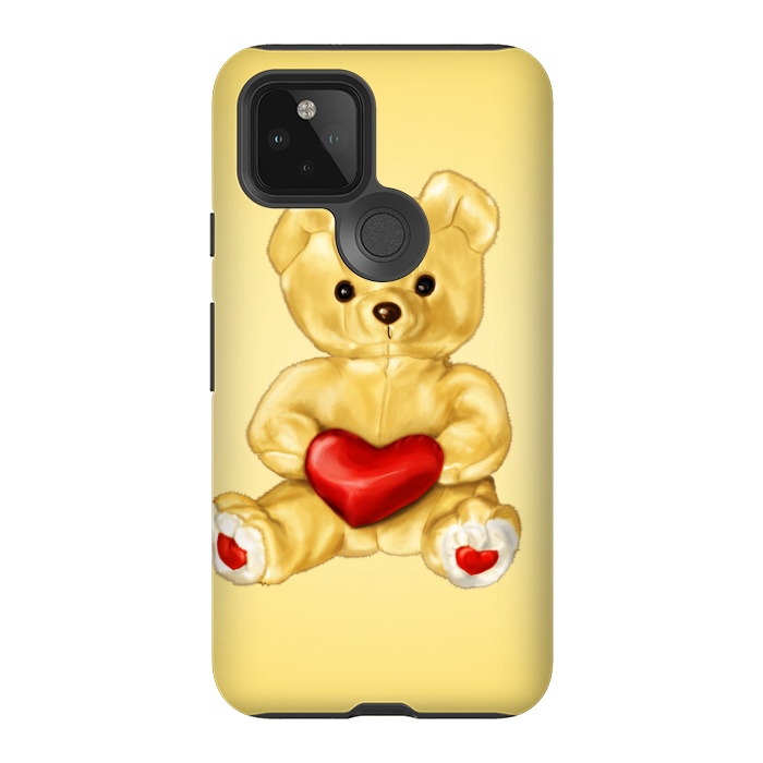 Pixel 5 StrongFit Cute Teddy Bear Hypnotist With Heart by Boriana Giormova