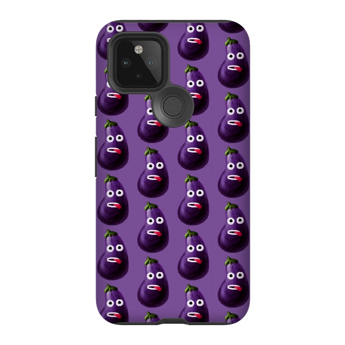 Pixel 5 StrongFit Purple Funny Cartoon Eggplant Pattern by Boriana Giormova