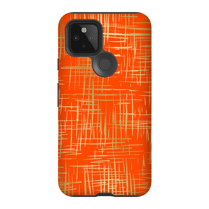 Pixel 5 StrongFit Crosshatch Red by Caitlin Workman