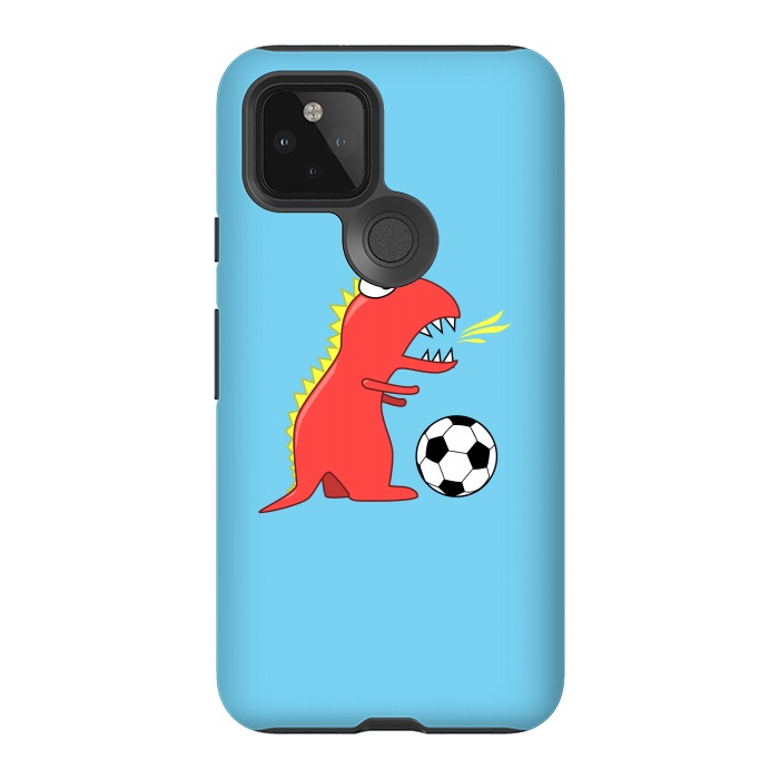 Pixel 5 StrongFit Funny Cartoon Dinosaur Soccer Player by Boriana Giormova