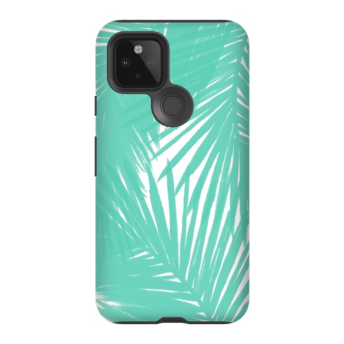 Pixel 5 StrongFit Palms Teal by Caitlin Workman