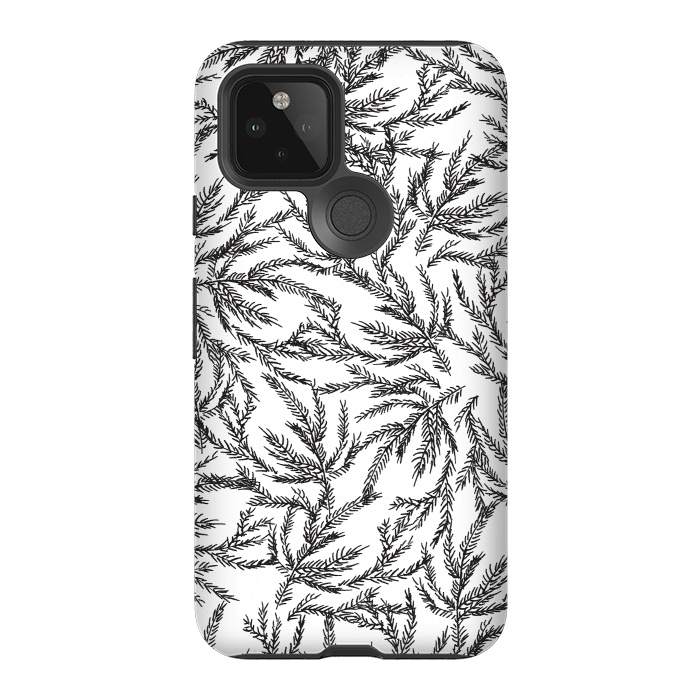 Pixel 5 StrongFit Black Coral Ferns by Caitlin Workman