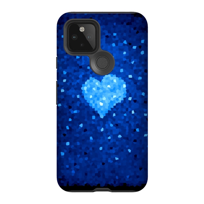 Pixel 5 StrongFit Winter Blue Crystal Heart by Boriana Giormova