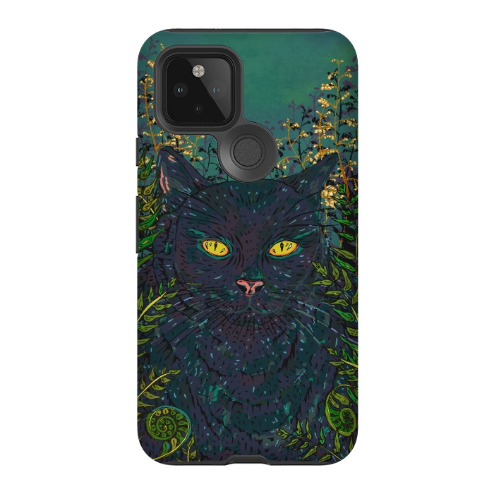 Pixel 5 StrongFit Black Cat in Ferns by Lotti Brown