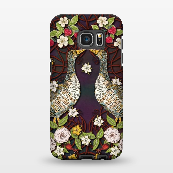 Galaxy S7 EDGE StrongFit Summer Strawberry Geese by Lotti Brown