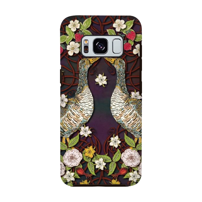 Galaxy S8 StrongFit Summer Strawberry Geese by Lotti Brown