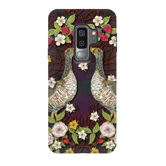 Galaxy S9 plus StrongFit Summer Strawberry Geese by Lotti Brown