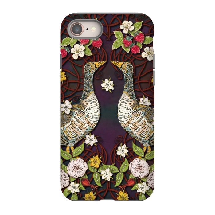 iPhone 8 StrongFit Summer Strawberry Geese by Lotti Brown