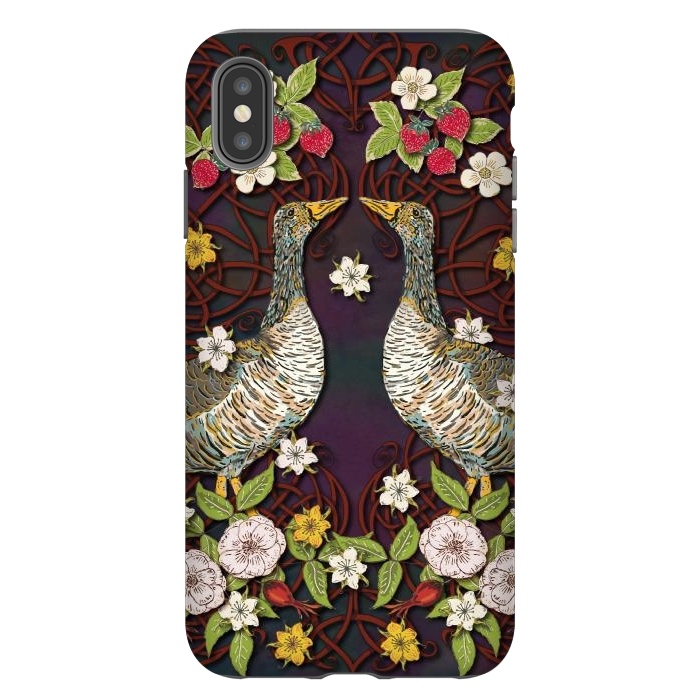 iPhone Xs Max StrongFit Summer Strawberry Geese by Lotti Brown
