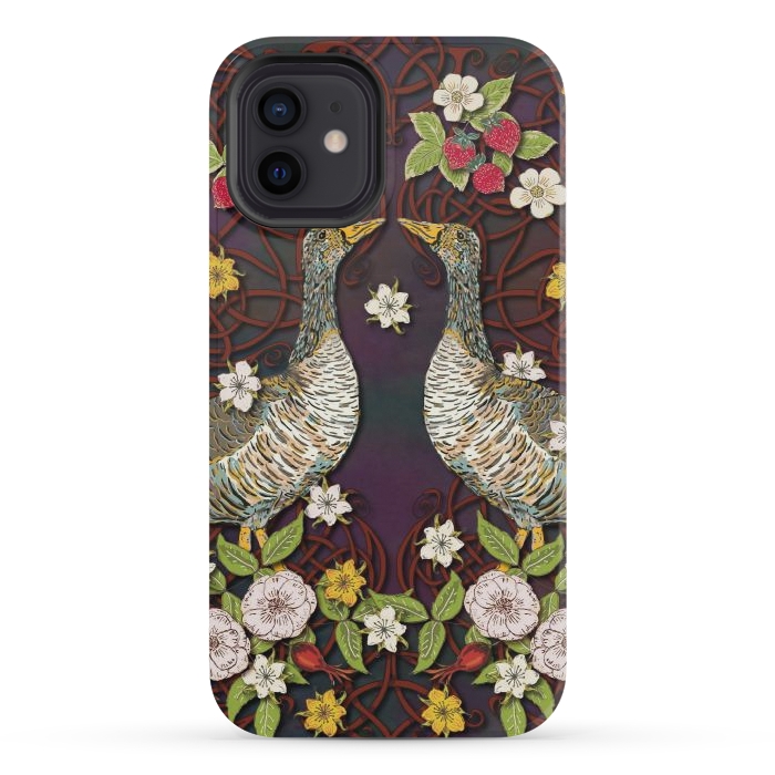 iPhone 12 mini StrongFit Summer Strawberry Geese by Lotti Brown