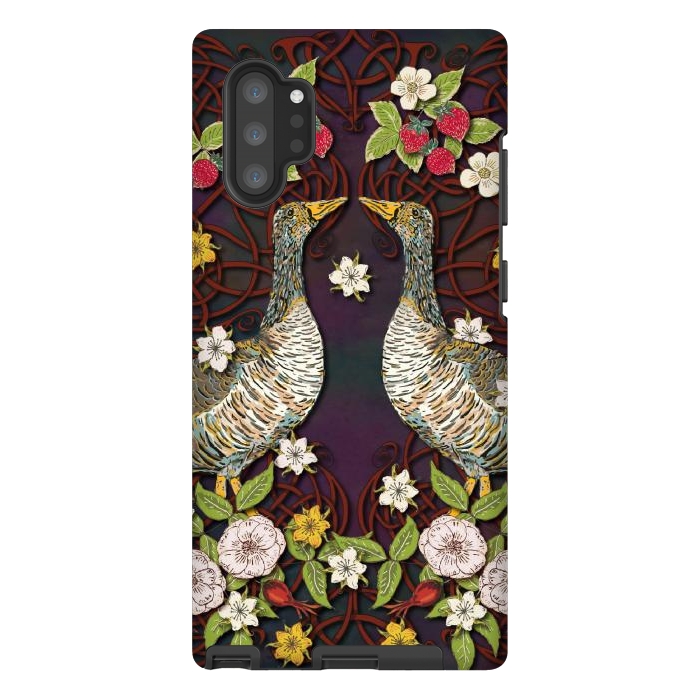 Galaxy Note 10 plus StrongFit Summer Strawberry Geese by Lotti Brown