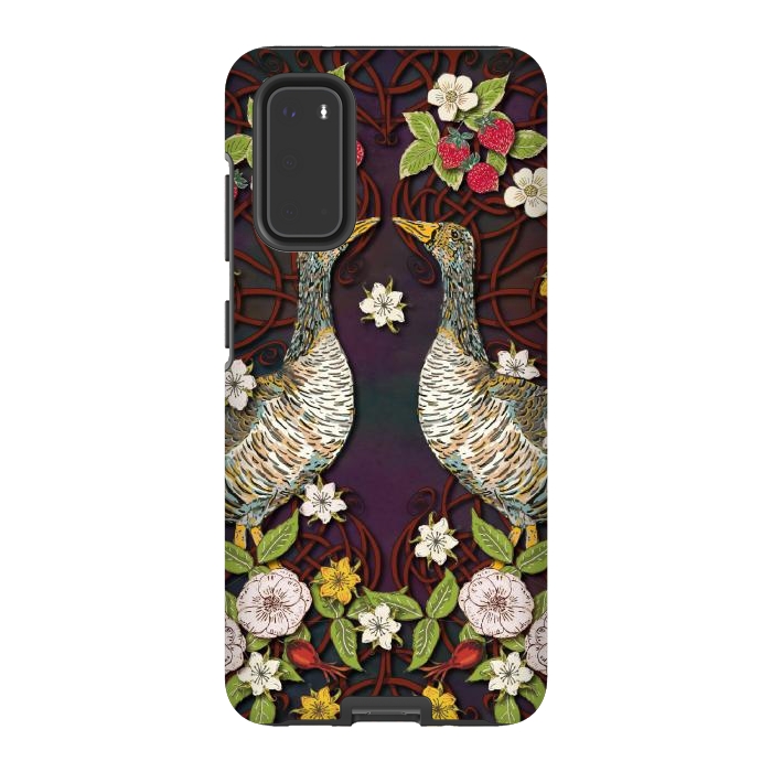 Galaxy S20 StrongFit Summer Strawberry Geese by Lotti Brown