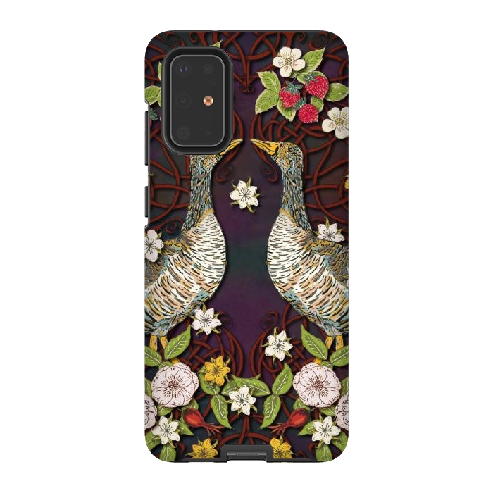 Galaxy S20 Plus StrongFit Summer Strawberry Geese by Lotti Brown