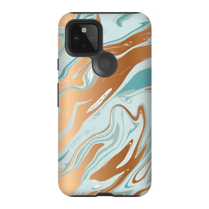 Pixel 5 StrongFit Liquid Green Marble and Gold 006 by Jelena Obradovic