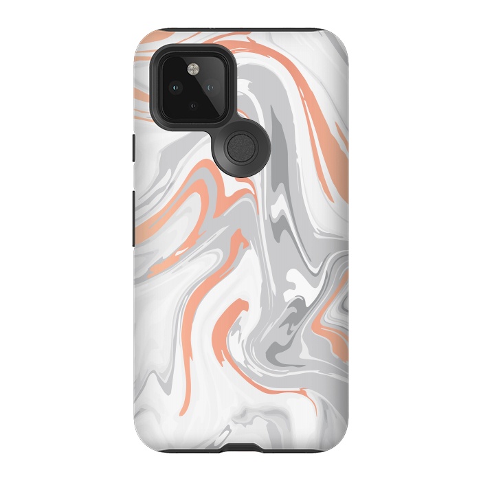 Pixel 5 StrongFit Liquid White Marble and Copper 017 by Jelena Obradovic