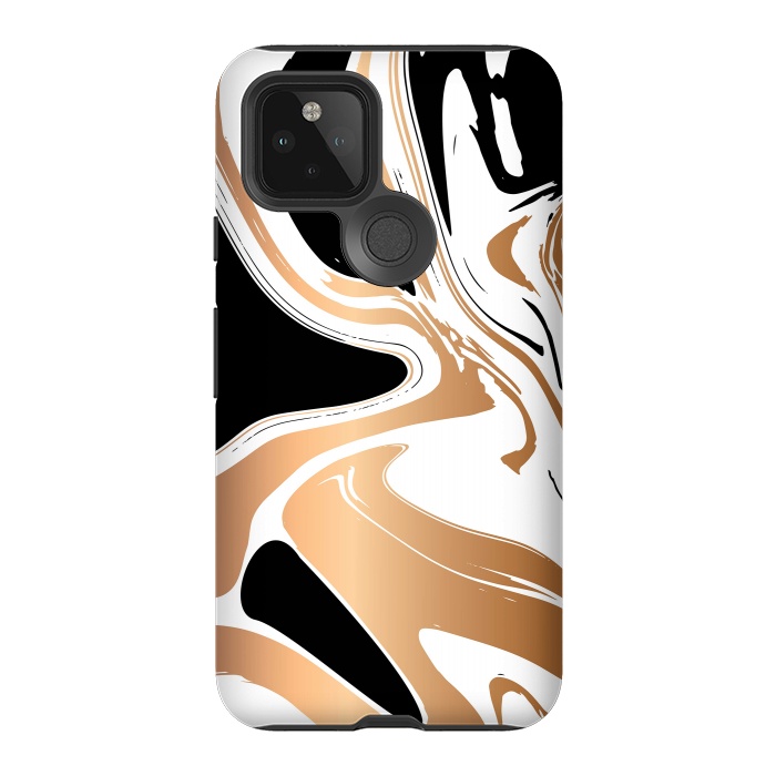 Pixel 5 StrongFit Black and Gold Marble 027 by Jelena Obradovic