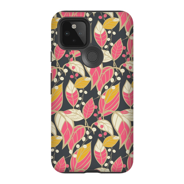 Pixel 5 StrongFit Seamless floral pattern with hand drawn leaves 002 by Jelena Obradovic