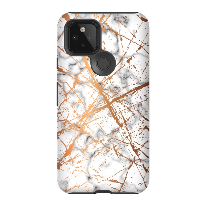 Pixel 5 StrongFit Marble Texture and Gold Splatter 039 by Jelena Obradovic