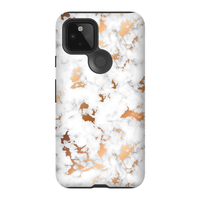 Pixel 5 StrongFit Marble Texture with Gold Splatter 040 by Jelena Obradovic