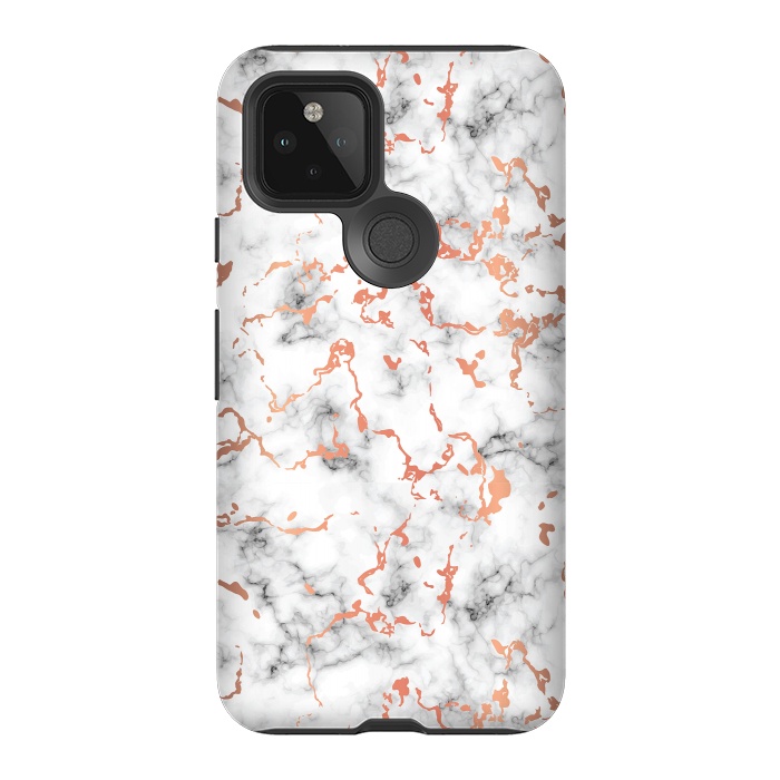 Pixel 5 StrongFit Marble Texture with Copper Splatter 041 by Jelena Obradovic