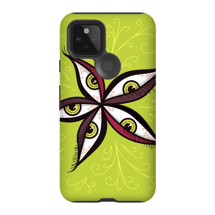 Pixel 5 StrongFit Weird Abstract Green Eyes Flower by Boriana Giormova
