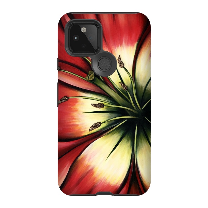 Pixel 5 StrongFit Red Lily Flower by Denise Cassidy Wood