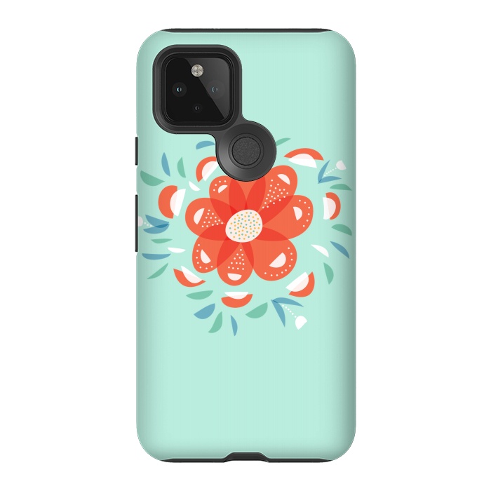 Pixel 5 StrongFit Whimsical Decorative Red Flower by Boriana Giormova