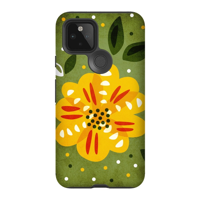 Pixel 5 StrongFit Abstract Yellow Spring Flower by Boriana Giormova